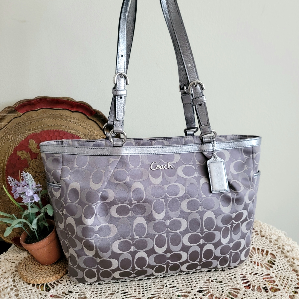 Coach Gray Signature Tote Bag